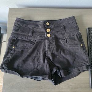 Charlotte Russe Refuge 3 Button Black Jean Shorts